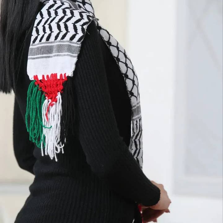 Palestinian Elegance - Wholesale Scarf - Women's - Kuffiyeh Scarf with Palestine Color Strings – Authentic Design2