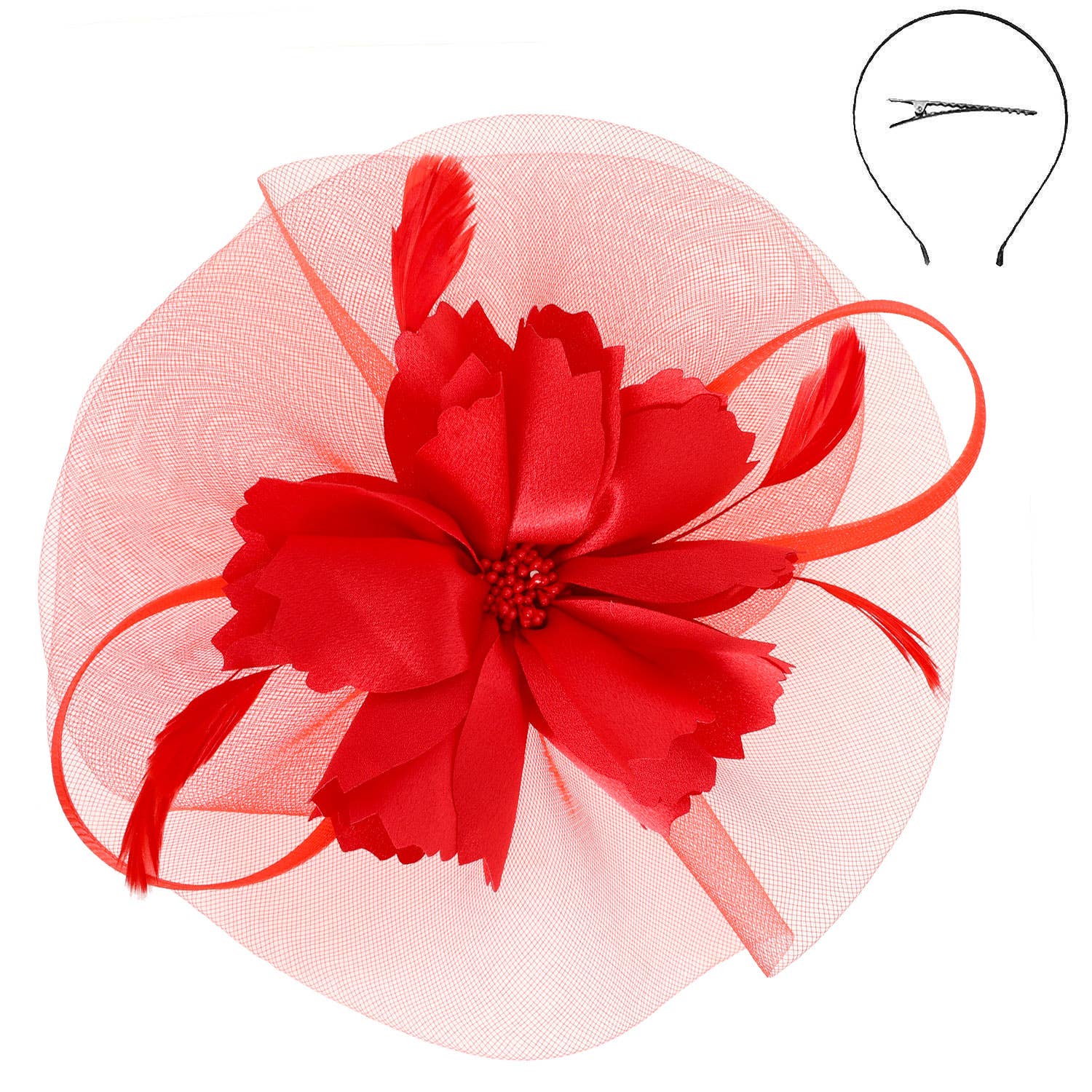 SP Sophia Collection - Wholesale Fascinator Hat - Women's - Elegant Floral Feathered Organza Mesh Fascinator6