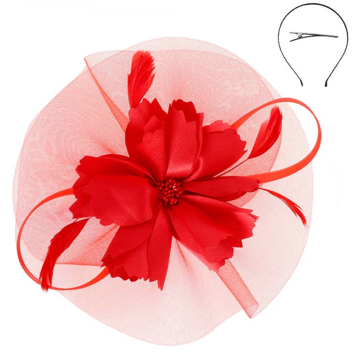 SP Sophia Collection - Wholesale Fascinator Hat - Women's - Elegant Floral Feathered Organza Mesh Fascinator6