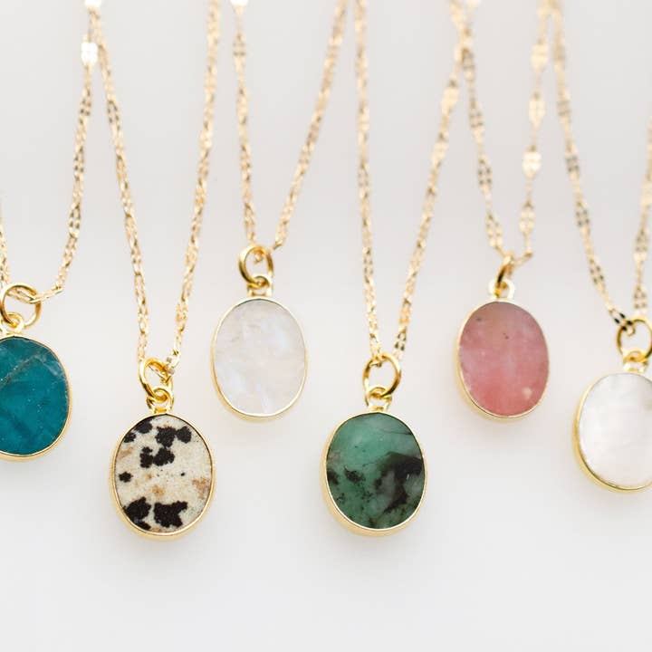 Jill Makes - Wholesale Pendant/Charm Necklace - Oval Gemstone Necklace