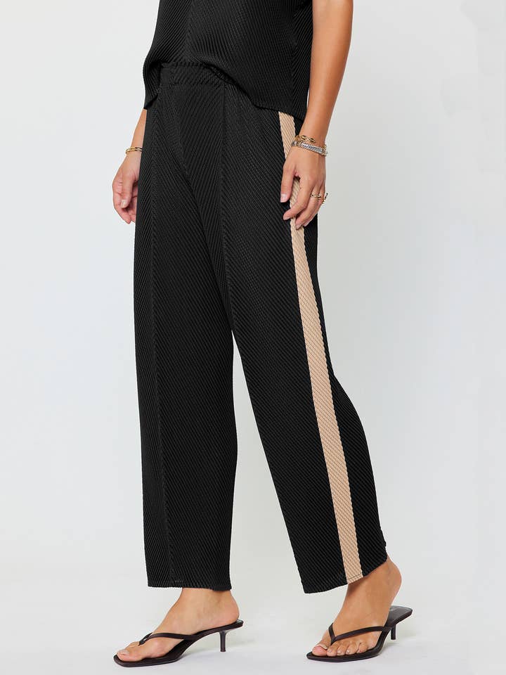 Calças Plissadas Afuniladas com Painéis Laterais por atacado de Current Air