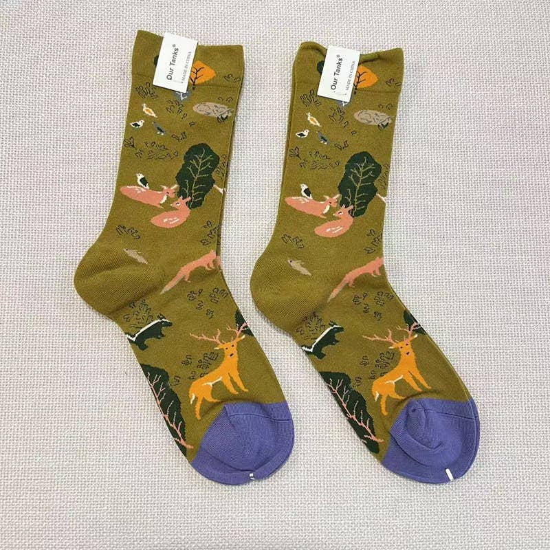 Tourtiwi – Meias - Unissexo por atacado – Meias com padrão de pintura a óleo assimétrico17