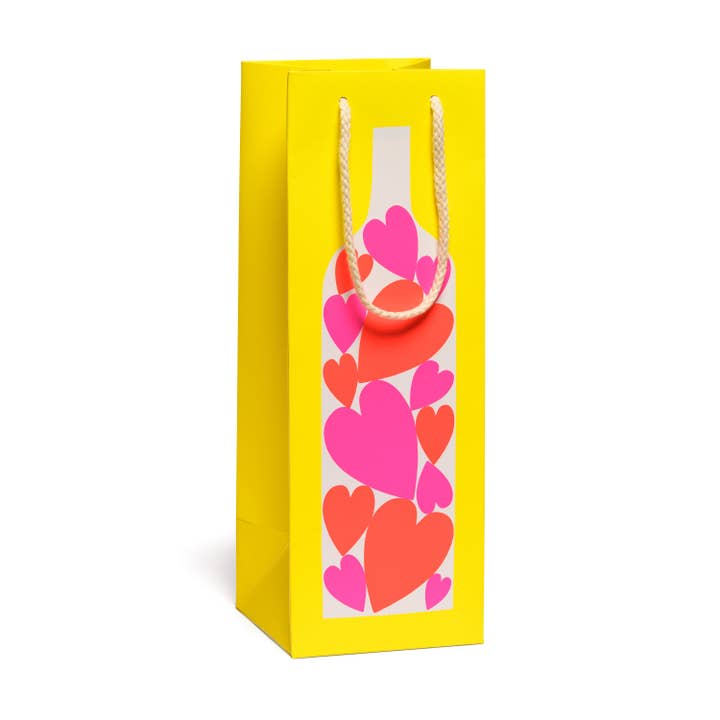Red Cap Cards - Wholesale Wine Gift Bag - Bottle of Hearts booze bag