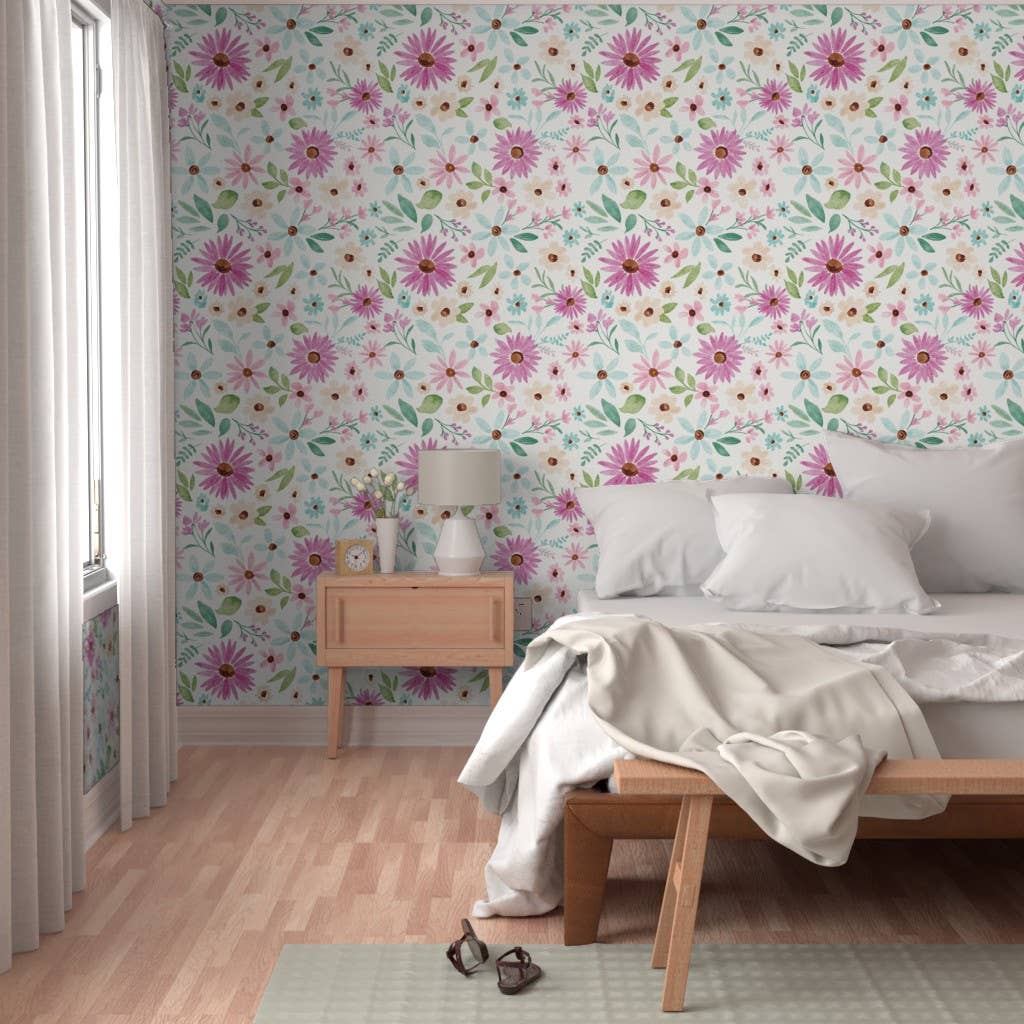 Vivie and Ash - Wholesale Wallpaper - Jasmine Watercolor Floral Wallpaper2