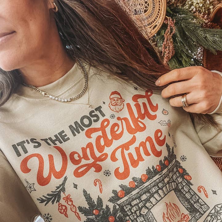 Most Wonderful Time Retro Crew Neck Sweatshirt for wholesale by Amy Anne Apparel Inc