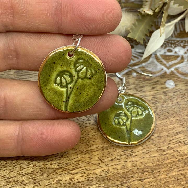 Wolf and Clay Pty Ltd - Wholesale Dangle Earrings - Viola - Porcelain Earrings with Gold finish