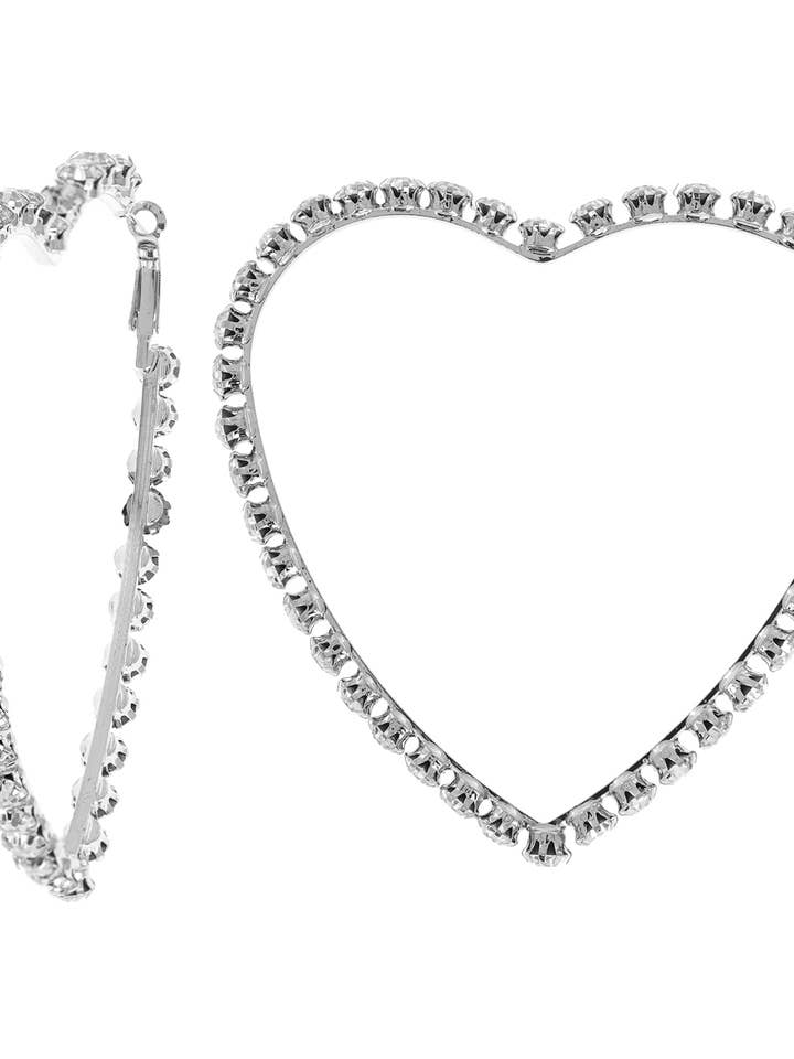 Crystal Rhinestone Heart Hoop Earrings for wholesale by SP Sophia Collection