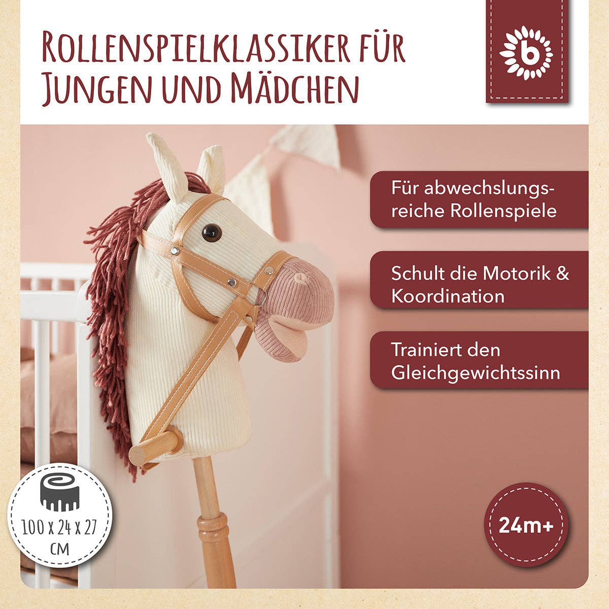 Bieco Spielwaren - Venta al por mayor Juguete de madera - Niños - Caballito de palo Ginger2