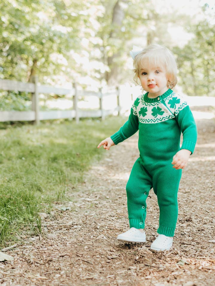 Lucky Clover Romper for wholesale by Maddie & Connor Co.