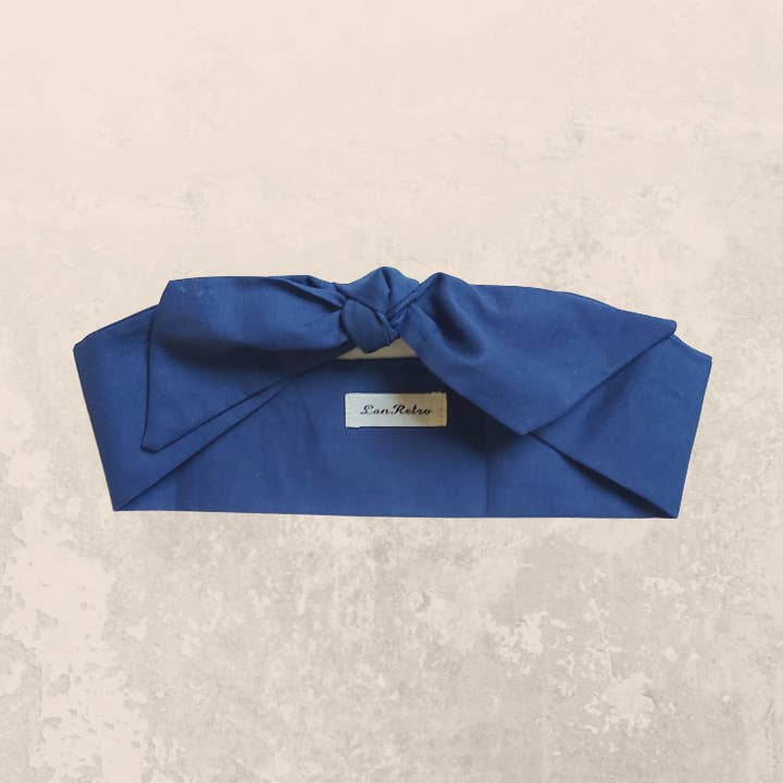 Navy Blue Cotton Hair/Neck Scarf for wholesale by LanRetro