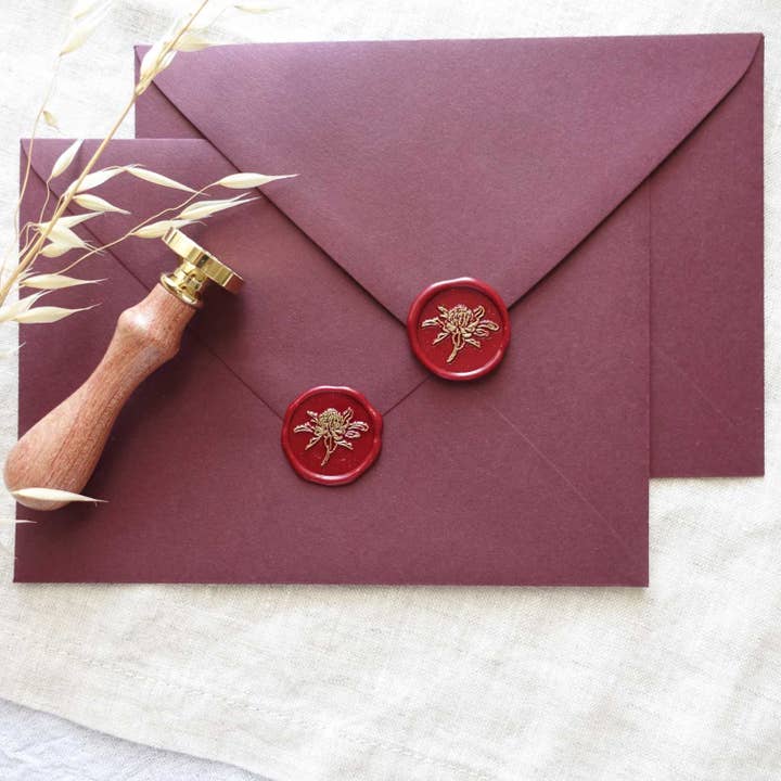 Fiona Ariva - Wholesale Rubber/decorative stamp - Waratah flower wax seal stamp, wax seal kit or stamp head5