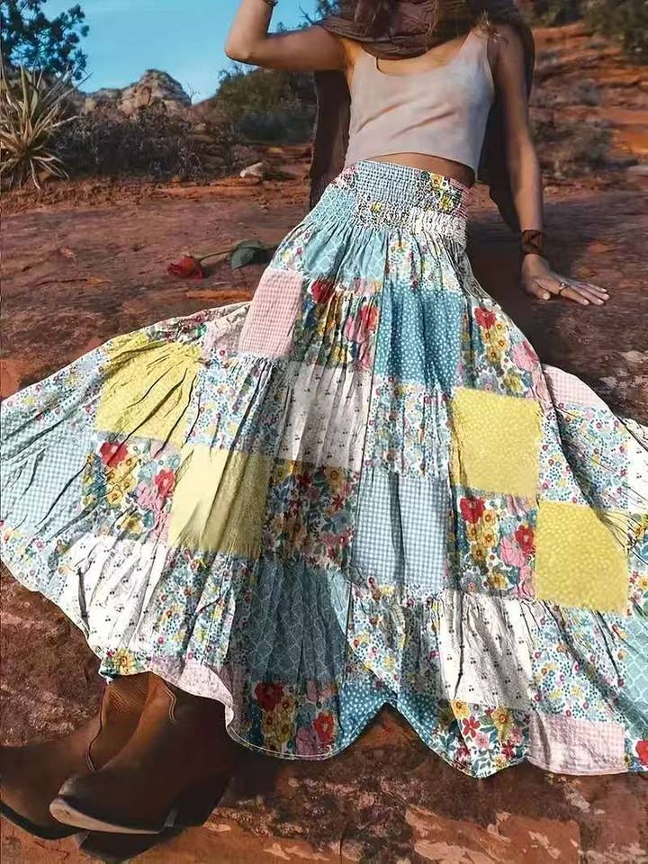 Decor Resort floral urban bohemian maxi skirt for wholesale on Faire
