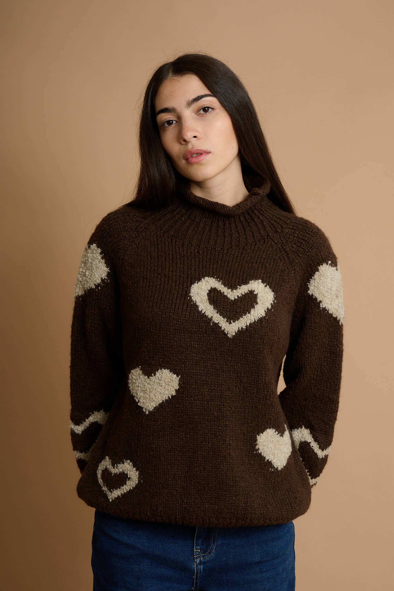 AMELÉ - Wholesale Knit Sweater - Women's - Chunky knit heart sweater2