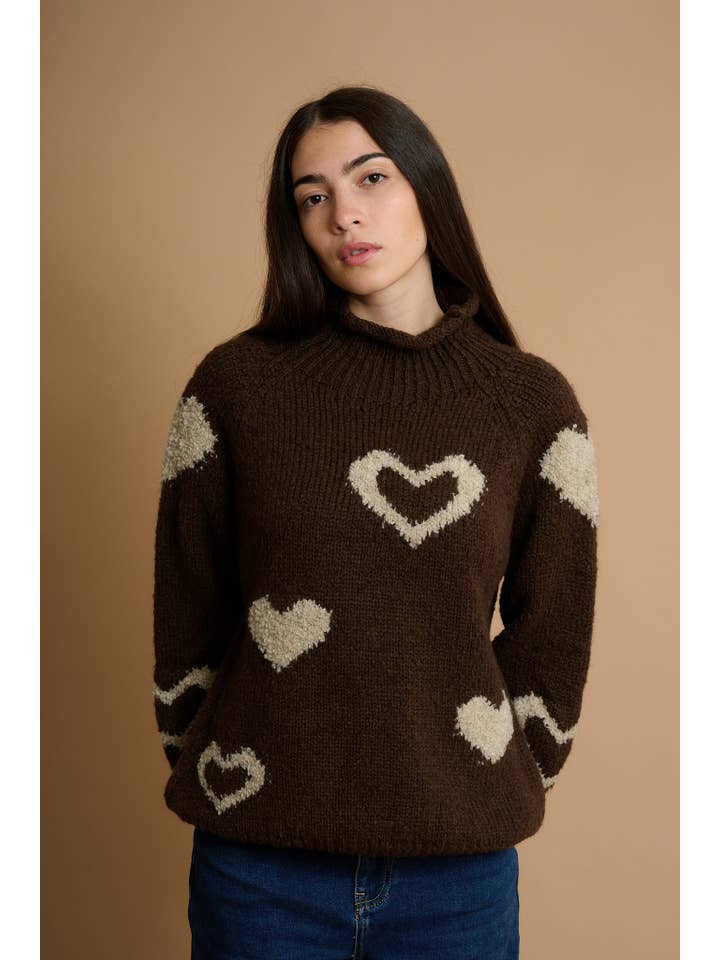 AMELÉ - Wholesale Knit Sweater - Women's - Chunky knit heart sweater2