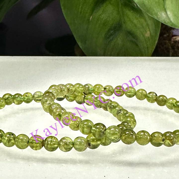 KayleeNYC - Wholesale Beaded Bracelet - Natural Peridot 4mm 7.5” Crystal Stretch Bracelet8