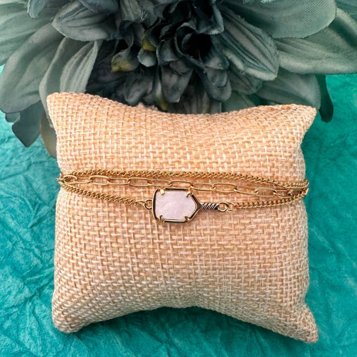 Born to Rally - Wholesale Charm/Dangle Bracelet - Pickleball Mother of Pearl Multi Strand Chain Bracelet - Pick Color