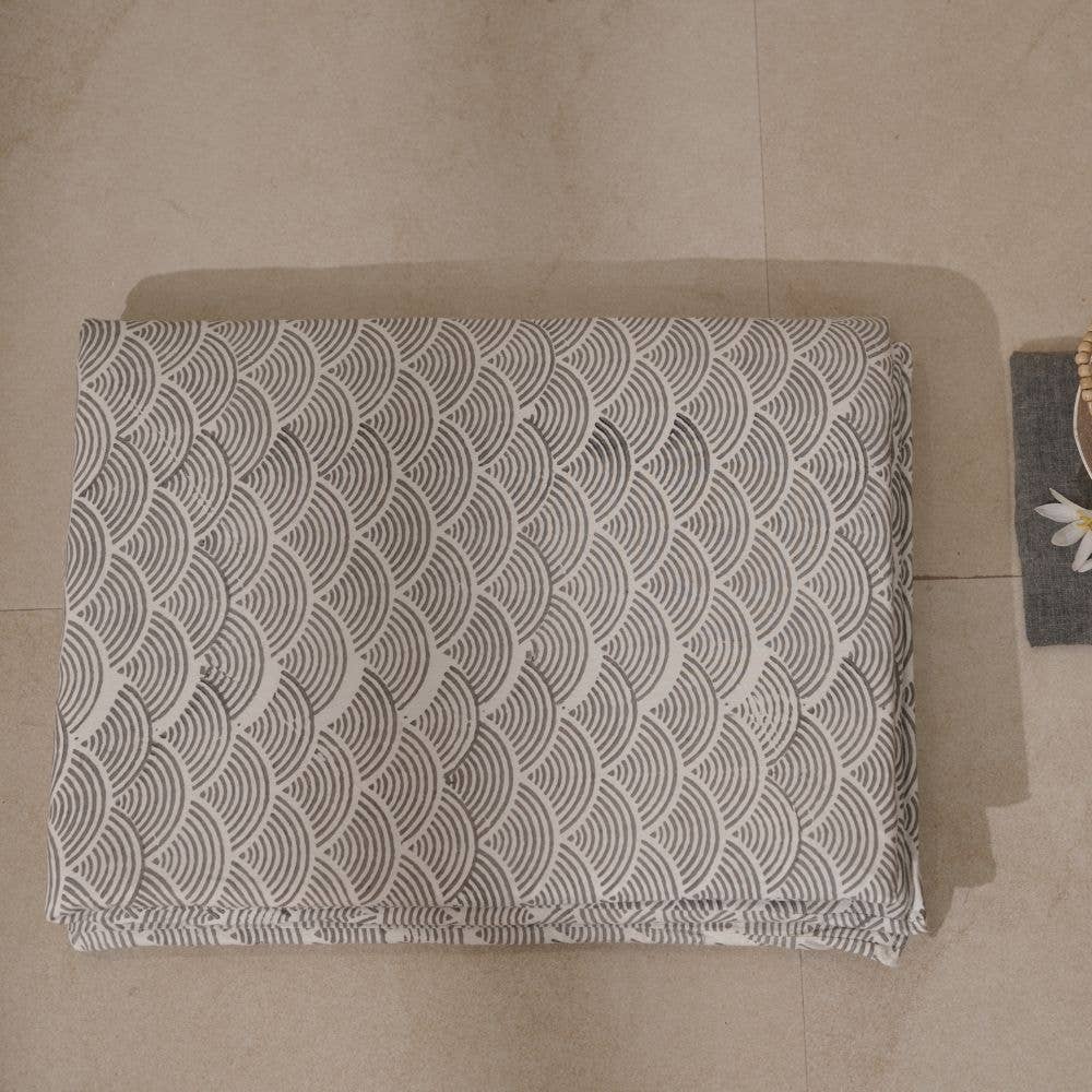 Craftpair – wholesale Travel blanket – Grey Leaf Block Printed Mini Picnic Mattress With Handles - No Tariffs10