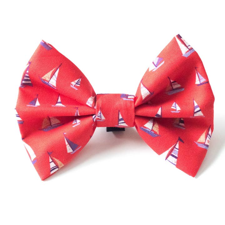 Red Sailboats Pet Bow for wholesale by Tealight Studios