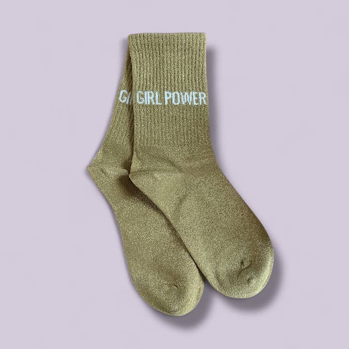 "Girl power" glitter socks - Gold for wholesale by agathe & cocö