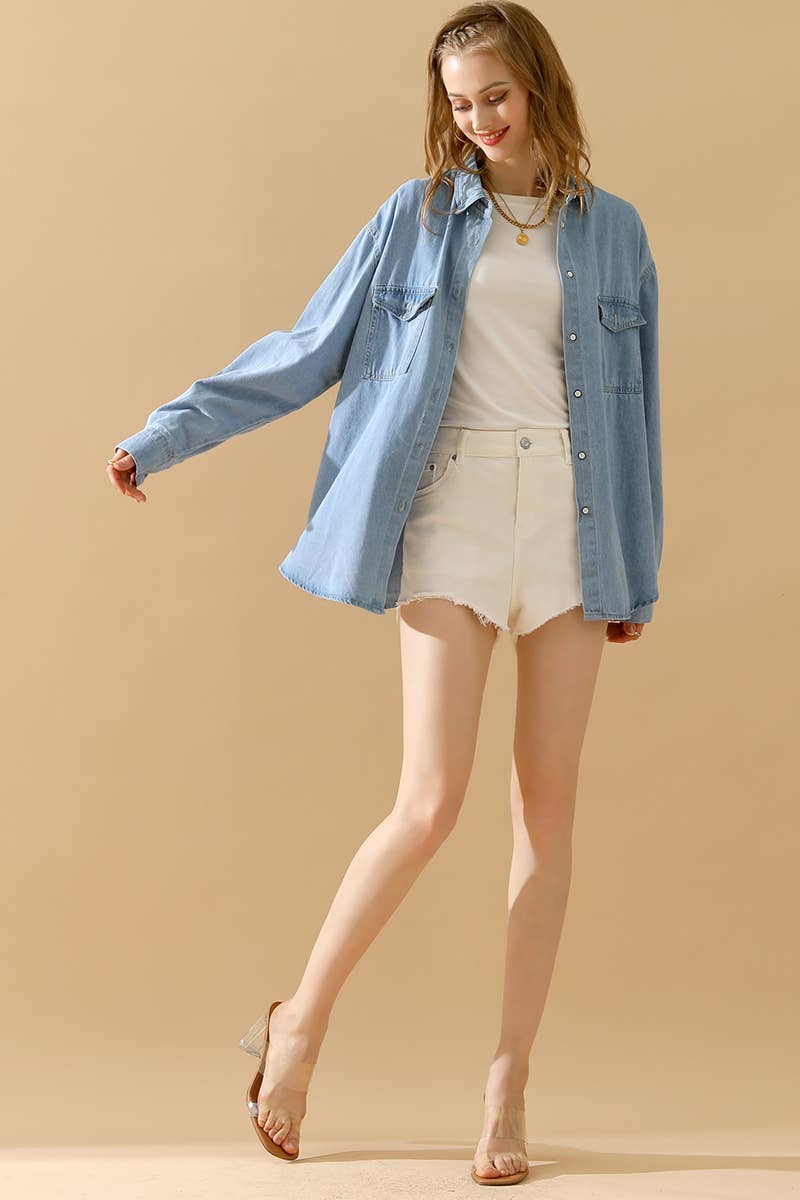 LIGHTBLUE CWTSTL0265-B_SIMPLE POKCET DENIM LONG SLEEVE SHIRTS for wholesale on Faire6