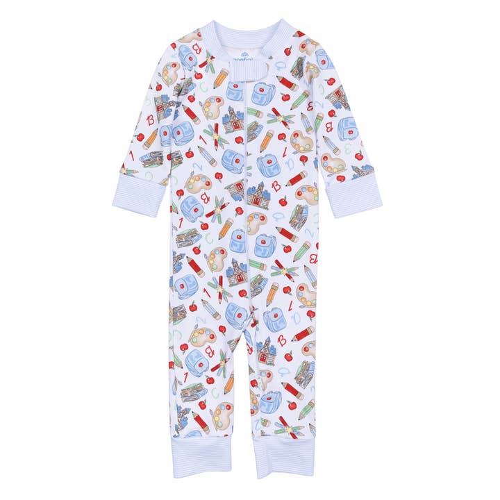 Wholesale School Day Sweetness Zip Pajamas Light Blue for your