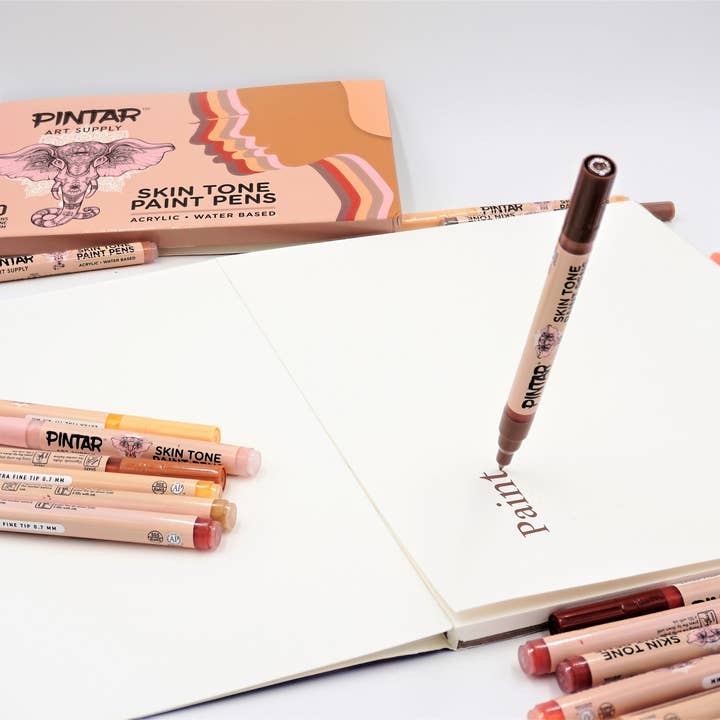 Pintar Art Supply – Caneta hidrográfica por atacado – Pintar Skin Tone Color Conjunto de 20 canetas de tinta acrílica com ponta extrafina de 0,7 mm | Use em pedras, tela, vidro, cerâmica, plástico, porcelana