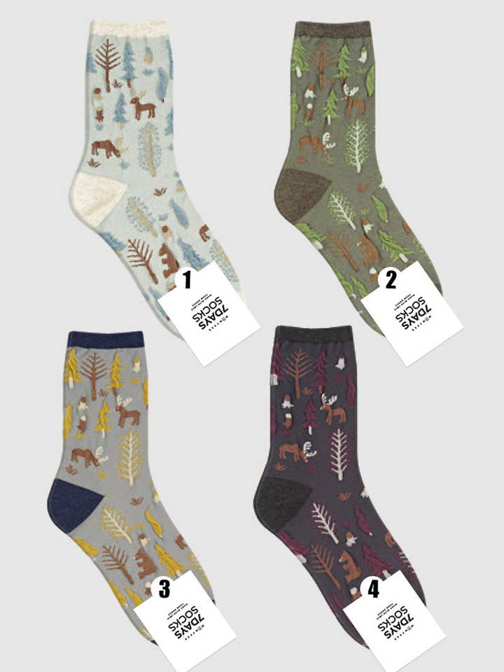7DAYSSOCKS - Wholesale Socks - Women's - Women's Crew Oulanka Forest Pattern Socks
