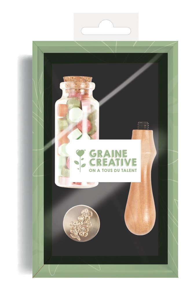 Graine Créative – wholesale Återförsäljarskyltning – Kit för blomformad sigill och förseglingsvax0