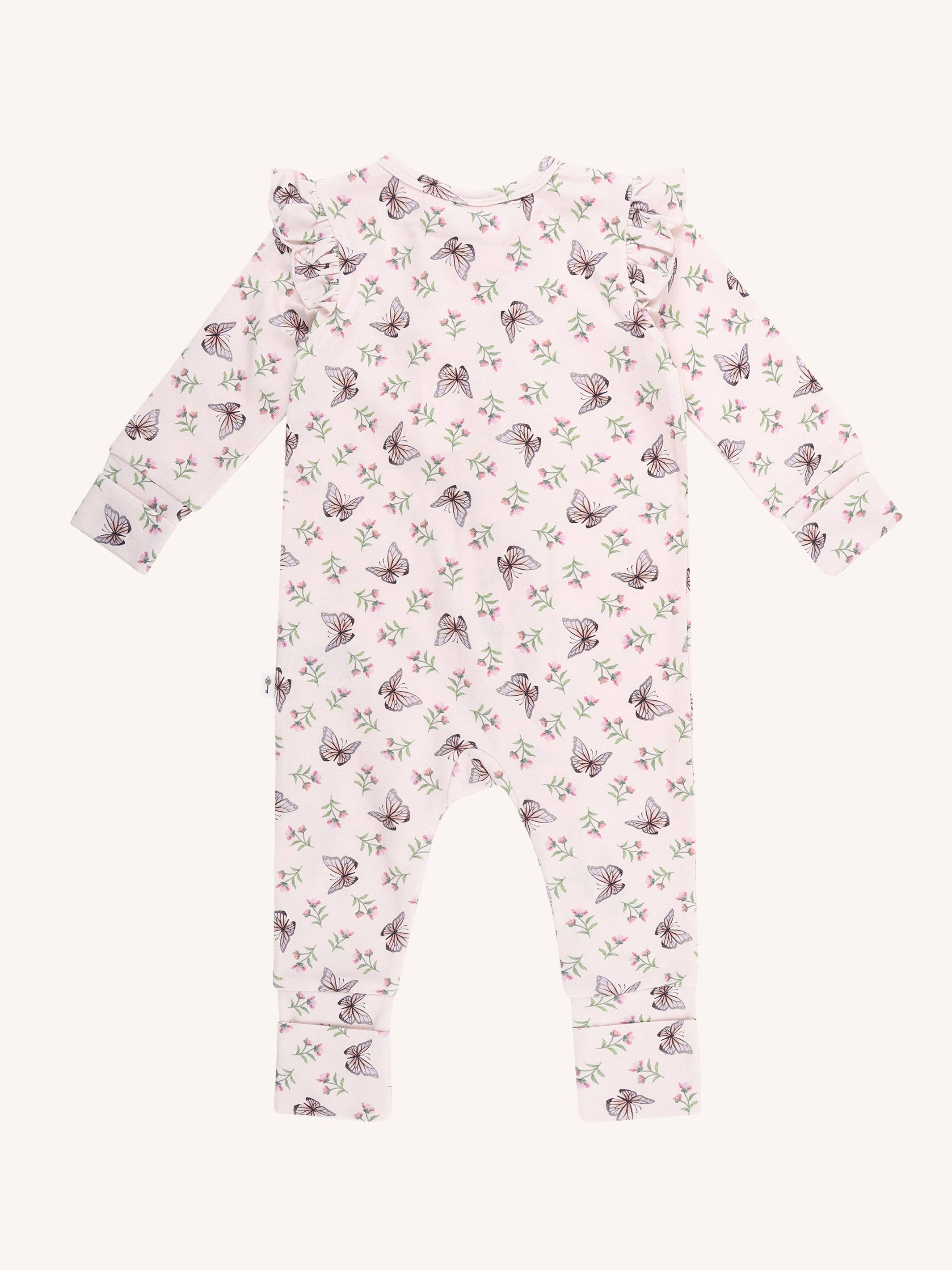 Fleur Harris - Wholesale Jumpsuit - Baby - 'Dancing Butterflies' Precious Frill Coverall - Pearl0
