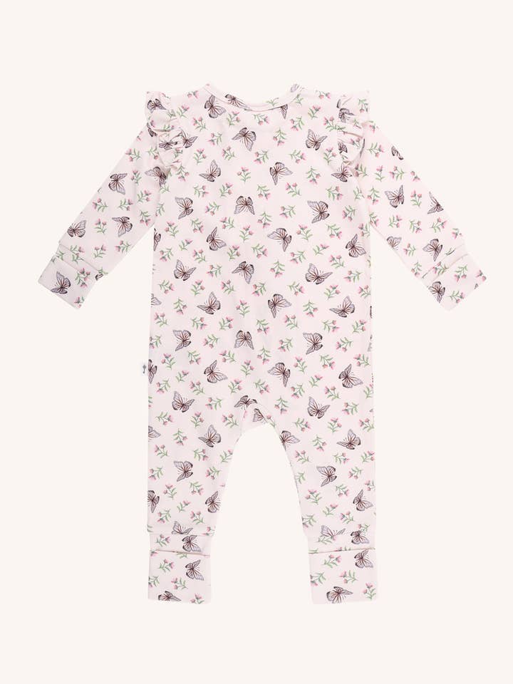 Fleur Harris - Wholesale Jumpsuit - Baby - 'Dancing Butterflies' Precious Frill Coverall - Pearl