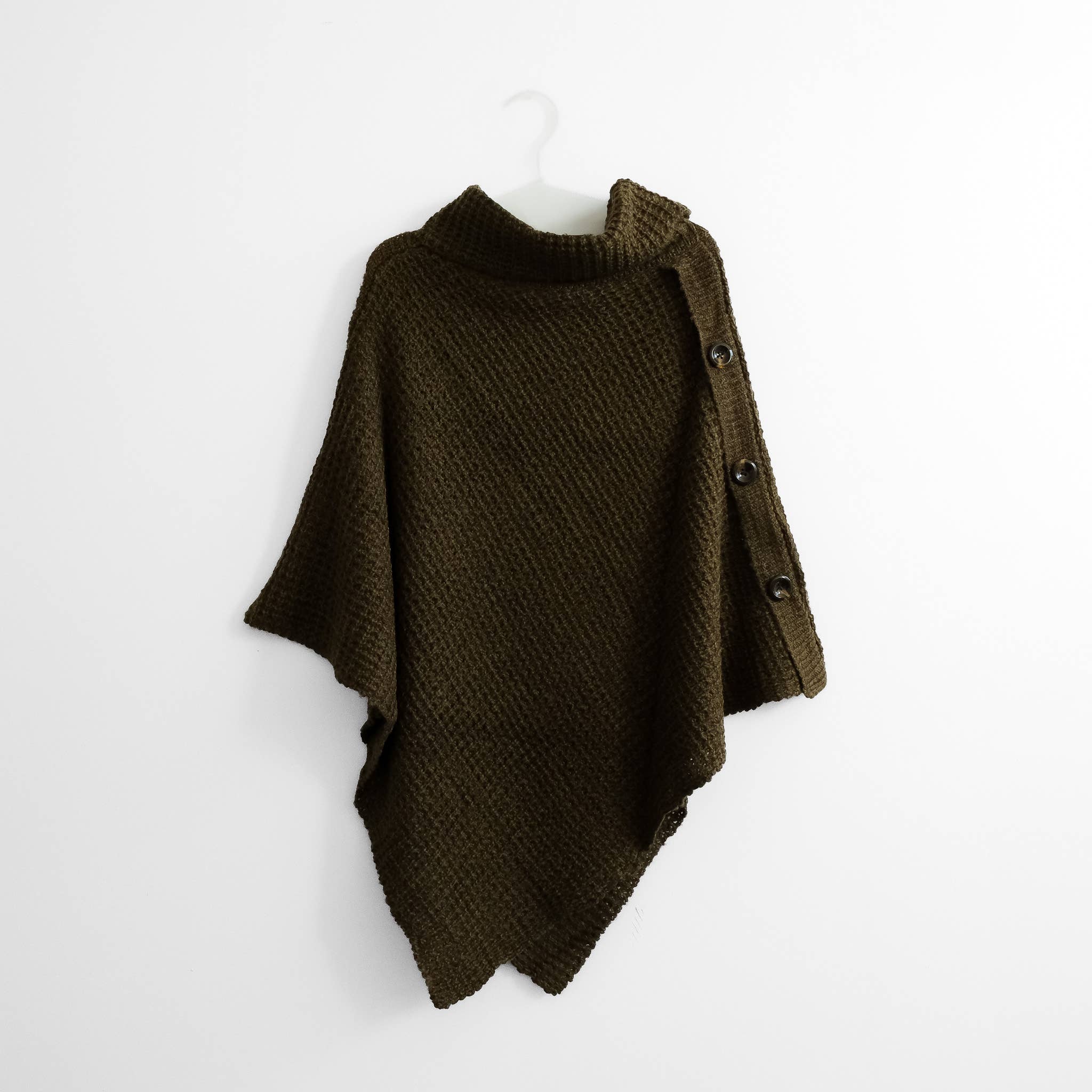 Karma Nepal Crafts - Wholesale Poncho - Women's - Hand Knit Turtle Neck Two Way Fall/Winter Poncho12