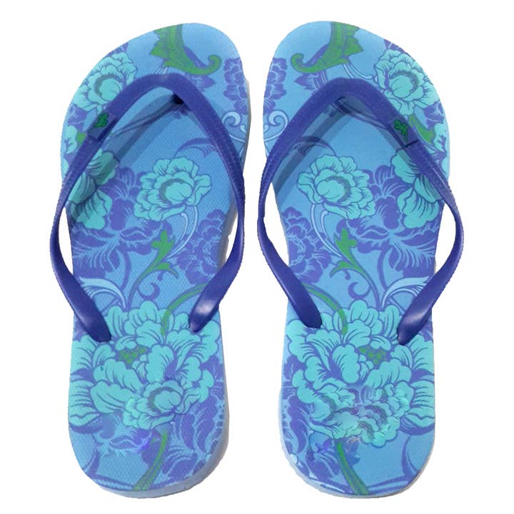 Damenschlappen mit Blumenmuster, Blau, Größen 37-41 für den Großhandel von BRANDELIA