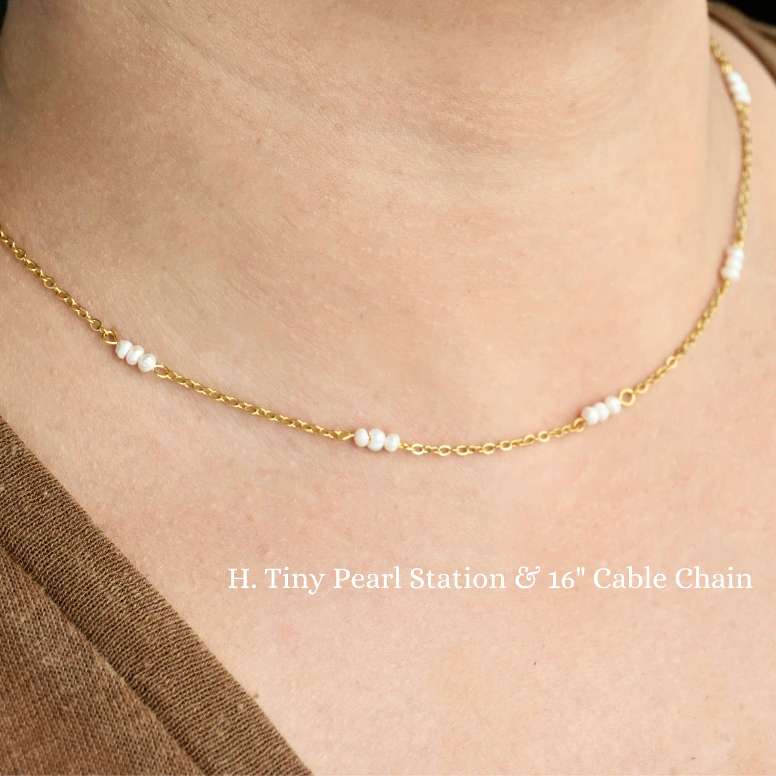 Blueyejewelry - Vendita all'ingrosso Collane di perline/perle - Collane con catena di perle dorate - catene assortite impermeabili11