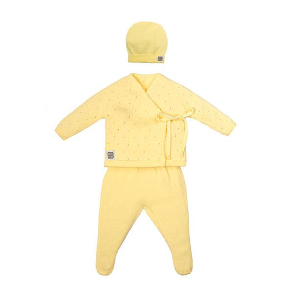 Air+Yellow Hat Baby Set (3 Pieces) 100% Cotton for wholesale by Minutus