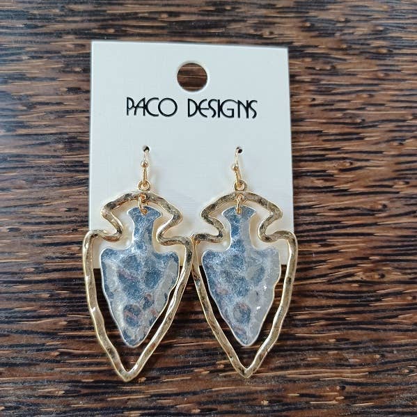 Paco Designs - Wholesale Dangle Earrings - Hammered Two Tone Arrowhead Earrings2