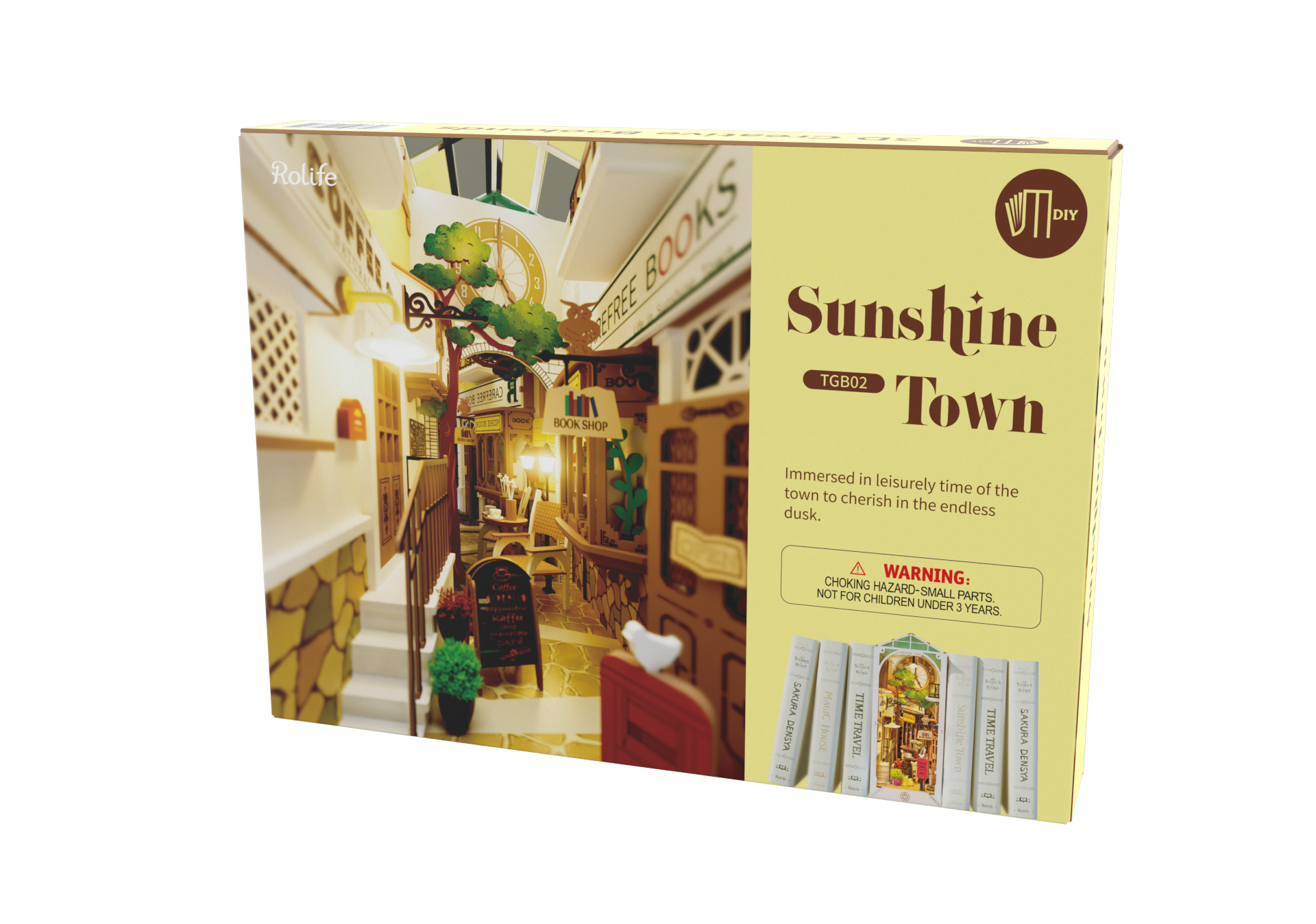 Robotime - Wholesale DIY Craft Kit - TGB02 Rolife Sunshine Town DIY Book Nook Shelf Insert Kit7
