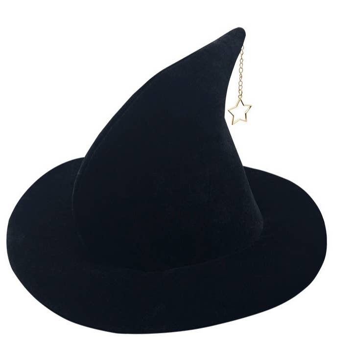 MKS America - Wholesale Cloche Hat - Women's - Halloween velvet star party pointed witch hat7
