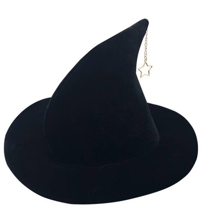 MKS America - Wholesale Cloche Hat - Women's - Halloween velvet star party pointed witch hat7