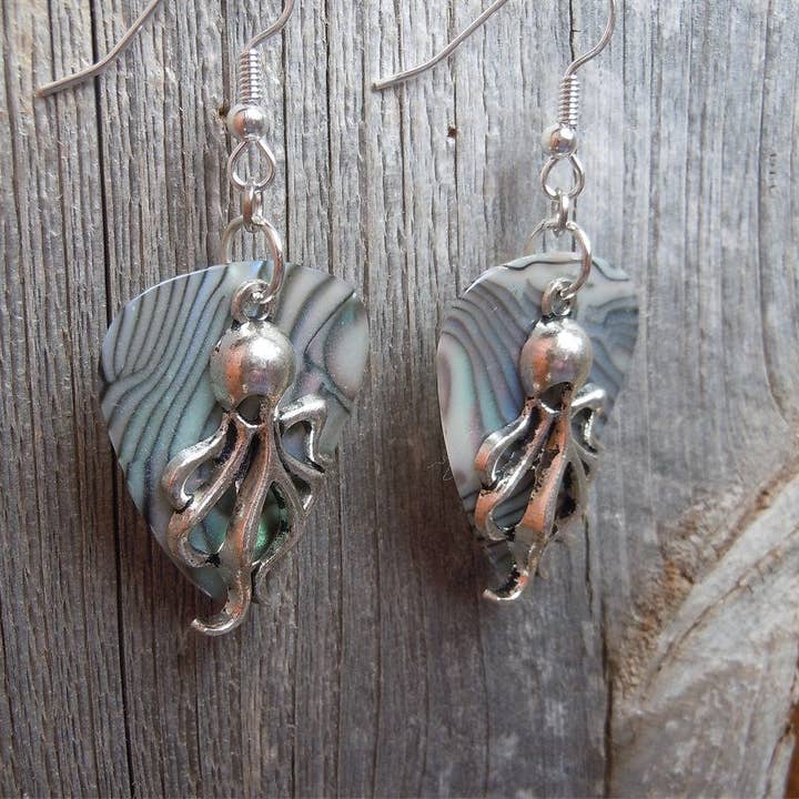 Simply Raevyn - Wholesale Dangle Earrings - Octopus Charm Guitar Pick Earrings8