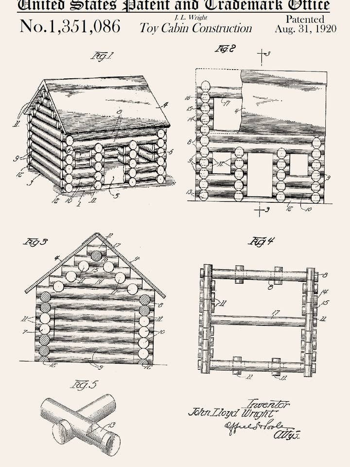 Lincoln Logs Toy Cabin Construction Everyday Grußkarte für den Großhandel von PATENT PRESS GREETING CARDS