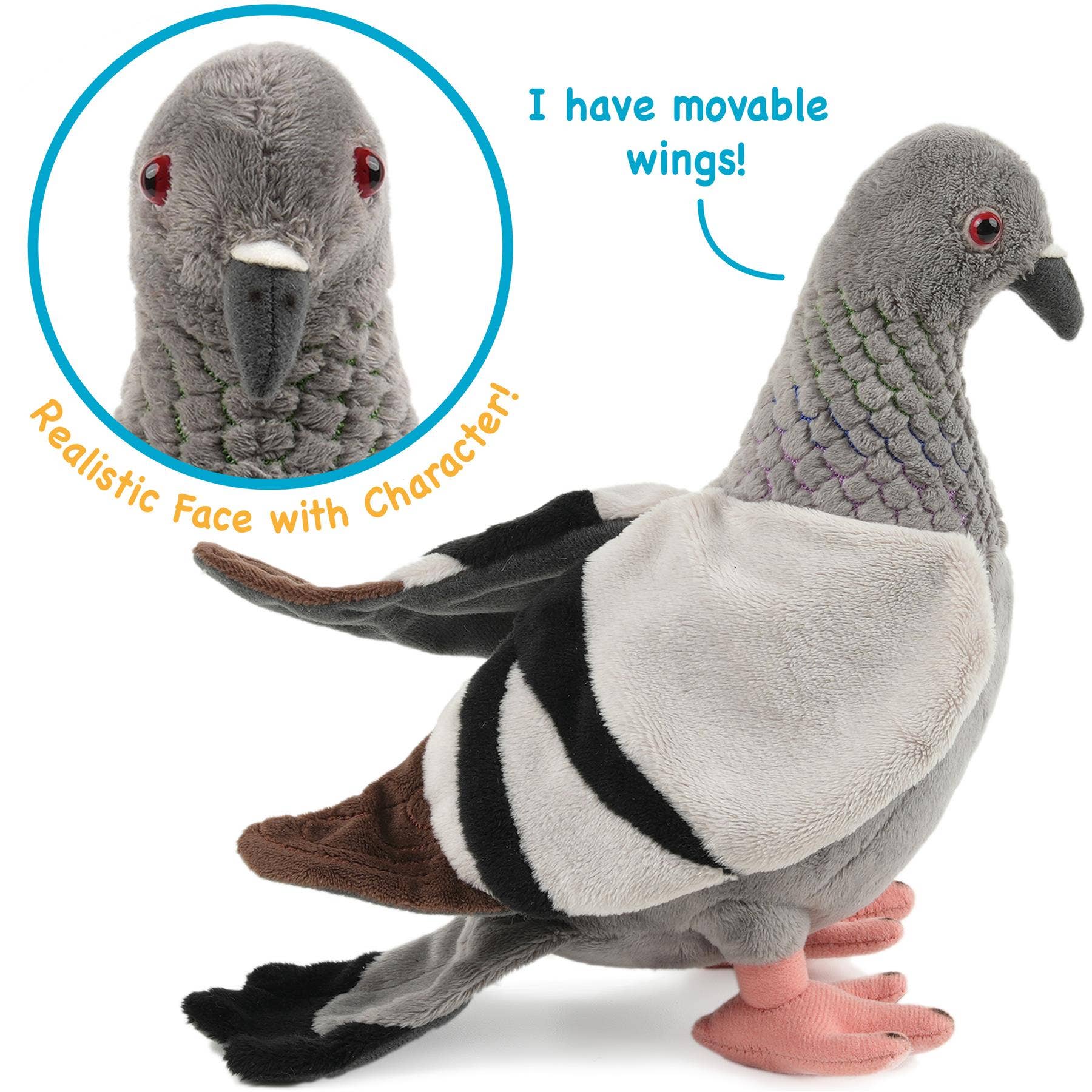 VIAHART Toy Co. - Vente Peluche – enfant et bébé - Pepper Le Pigeon - Peluche Oiseau de 21,5 cm5
