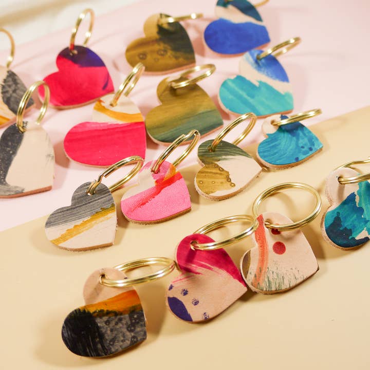 Tori Lo Designs – wholesale Keychain – Women's – Hand Painted Heart Keyring - Multiple Colour Choices6