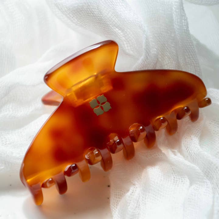 Fenna&Fei - Wholesale Hair Clip - Women's - Glamour Grip Mini Claw in Barite | Burnt Orange and Brown Tortoise | Italian Acetate Tortoise Shell Small Hair Clip4