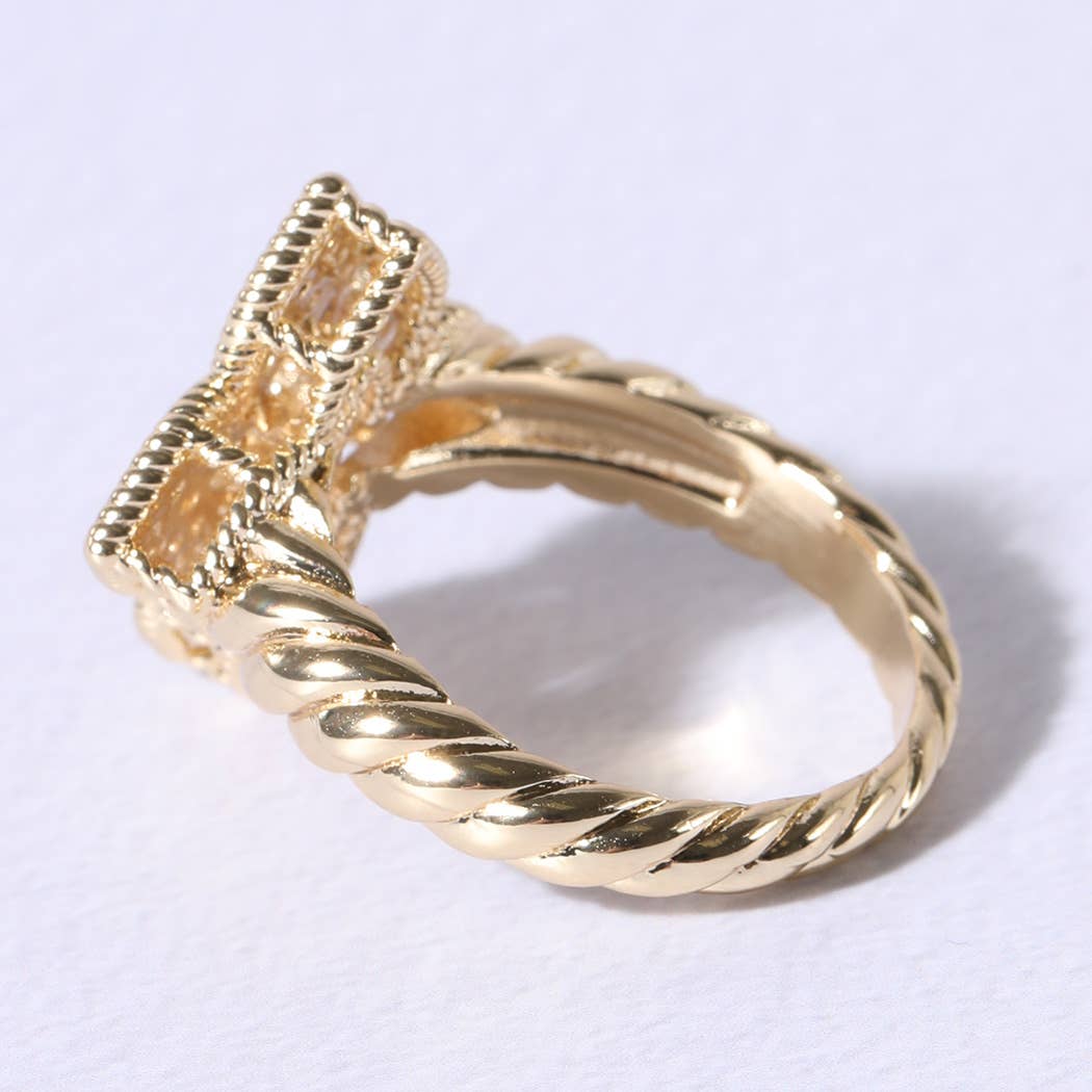 K Princess Flower Clover Cubic Zirconia Rings for wholesale on Faire4