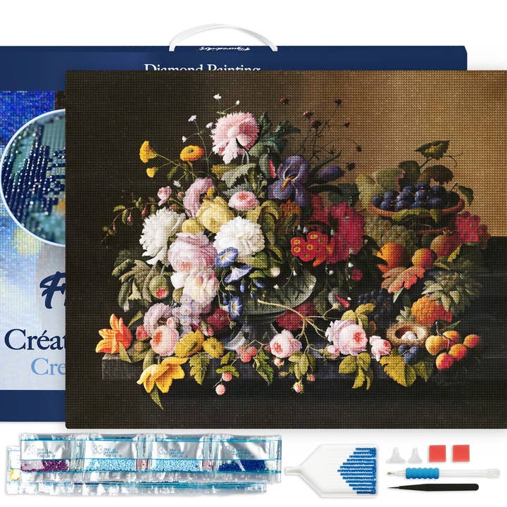 Diamond Painting - Flowers and fruits Roesen framed for wholesale by Figured'Art