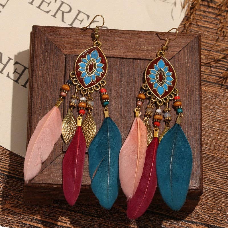 liqubit - Wholesale Dangle Earrings - Bohemian Feather Ear Hook5