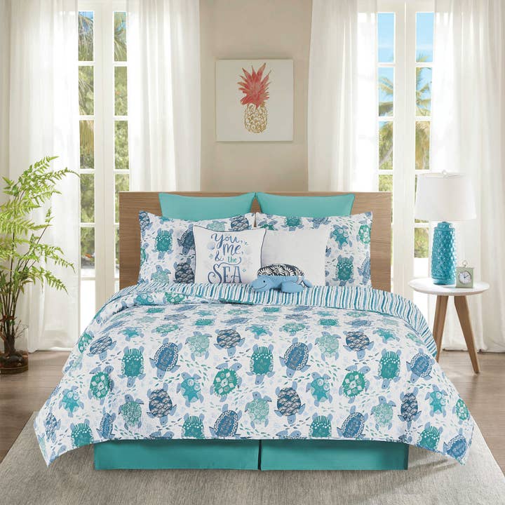 Turtle Bay Coastal Quilt Set for wholesale by C&F Home