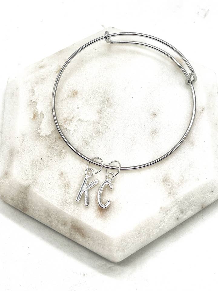 Silver KC Kansas City Chiefs Charm Bangle Bracelet Game Day for wholesale by Baubles by B