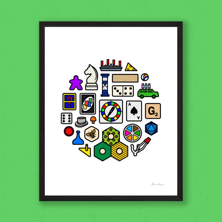 Board Games Print for wholesale by Knight Owl Design