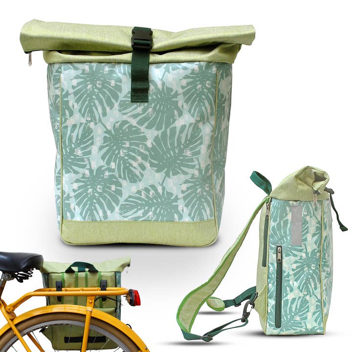 Ikuri - Wholesale Biking Accessories - 2 in 1 Bicycle Bag / Backpack Combo Luggage Rack Monstera